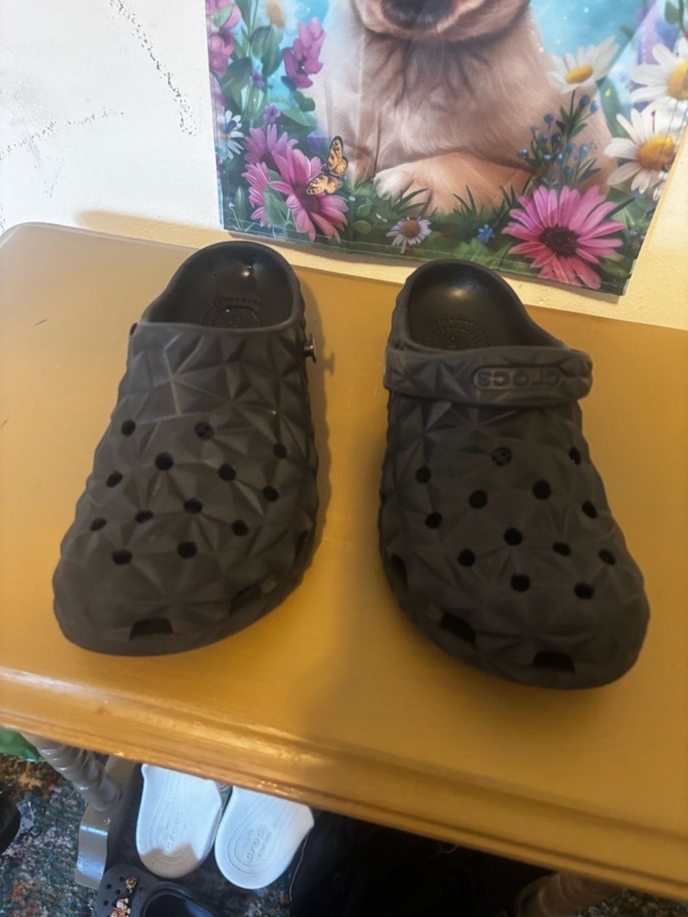 CROCS Kids Classic Clog in Black with Geometric Texture